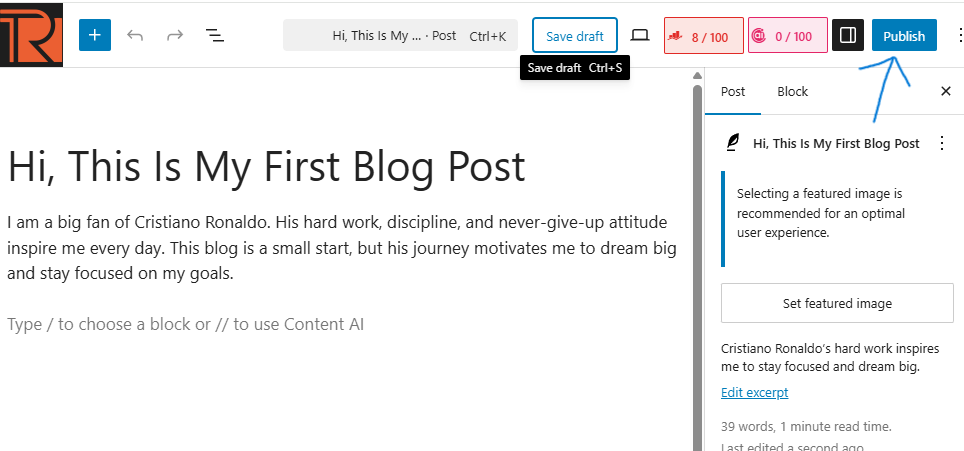publish post wordpress