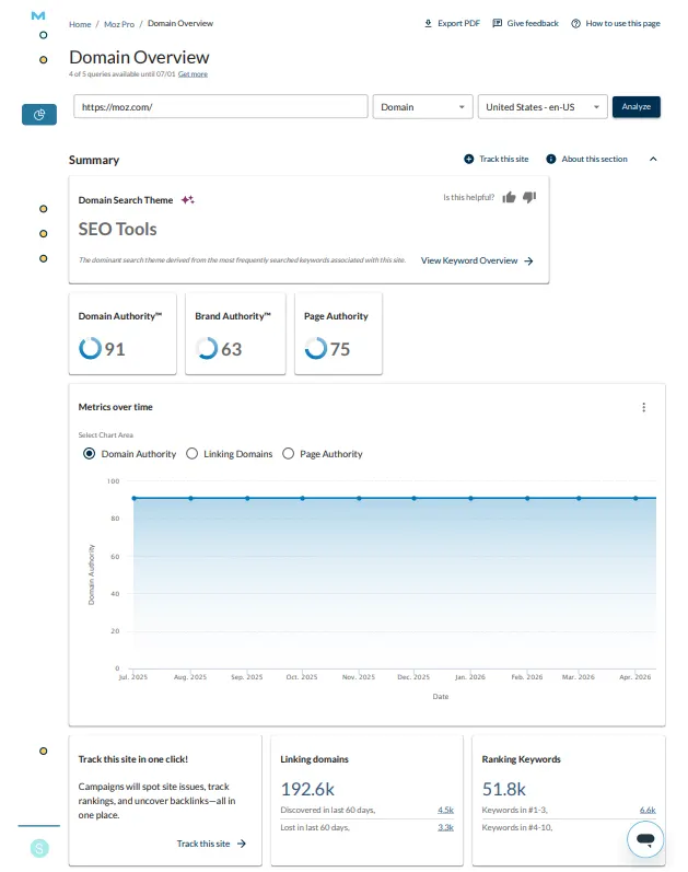 Moz Pro Review 2026: Is It Worth It? 3 MOZ Domain Overview