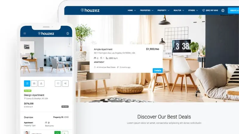 Real estate WordPress theme homepage preview by Houzez