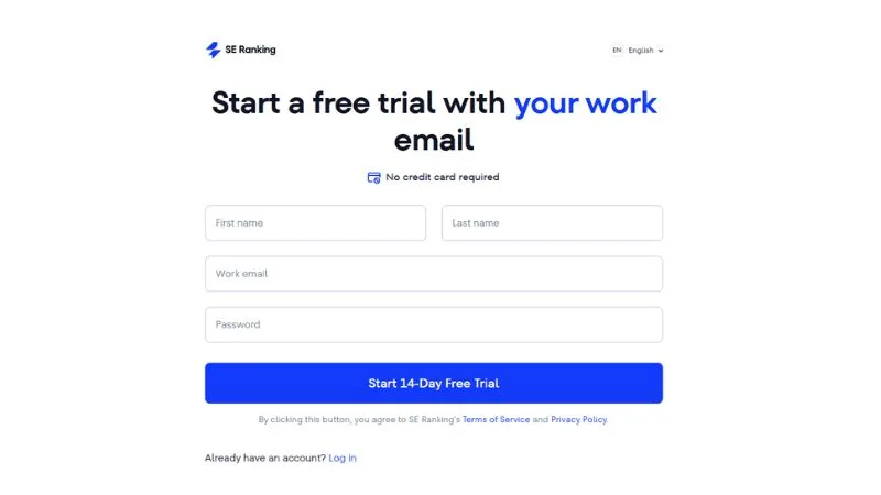 Start a free trial SE Ranking