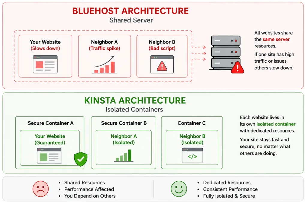 Kinsta vs Bluehost: Which Hosting Wins? 4 Web hosting architecture comparison