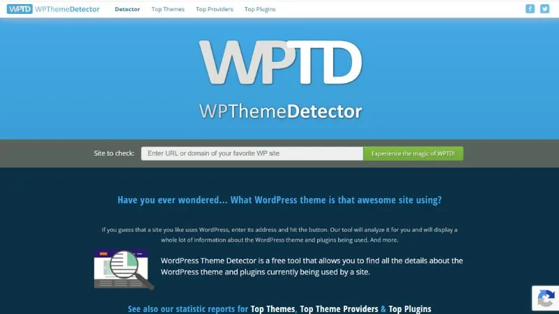 WordPress Theme Detector homepage
