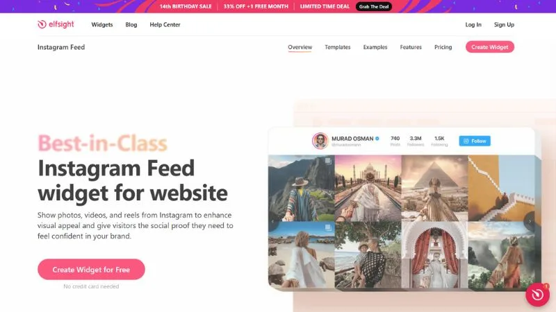 Instagram Feed widget for website